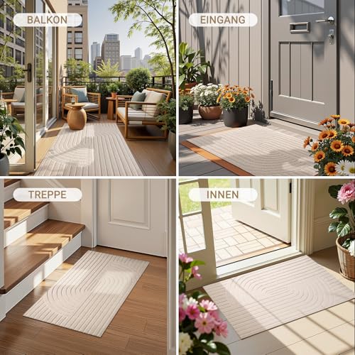 Tuocal Fußmatte 40x60cm, rutschfeste Maschinenwaschbare Schmutzfangmatte, Teppich Wohnzimmer Innen und Außen Türmatte, Wasserdicht Fussmatte für Eingang, Flur, Haustür
