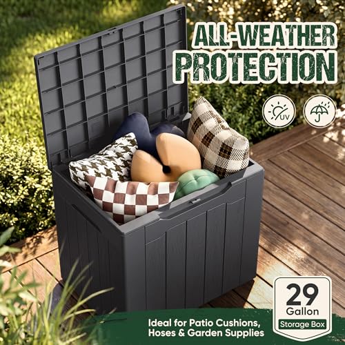 Image of Devoko 29 Gallon Deck Box, Waterproof Resin Outdoor Storage Box