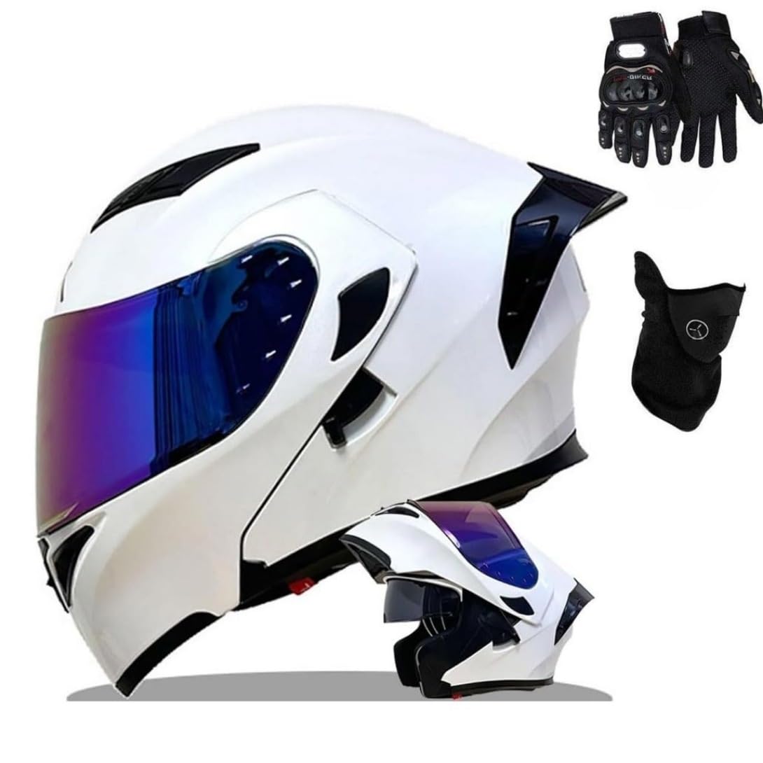 Casco de Moto Modular, Integral, abatible, con Doble Visera, homologado por Dot/ECE, para Adultos, Hombres y Mujeres
