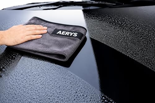 Image of AERYS Microfiber Car Cleaning Cloth with 6 Month warrenty-OG Soft 350 GSM Extra Large (35x75 CM) Cloth for Car and Bike - Suede Edging for Scratchless Drying and Detailing(Pack of 2, Grey)