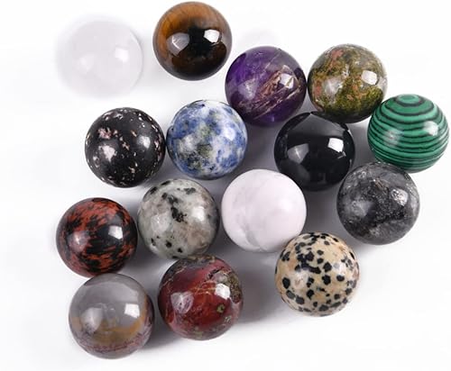YGLINE 15 bolas de esfera de chakra de 0.787 pulgadas (0.787 in), piedras preciosas a granel, esferas de cristal surtidas, piedras pulidas para