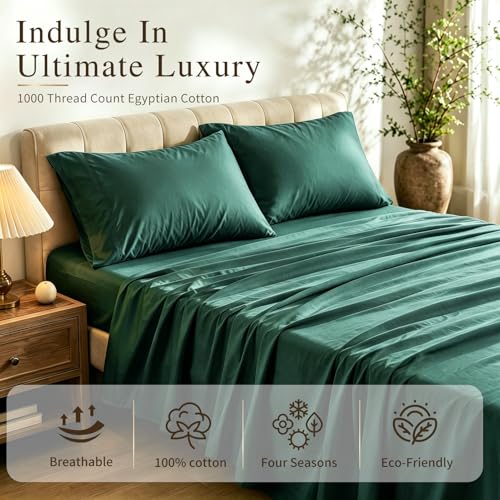 Image of MEISHANG 1000TC Egyptian Cotton Sheets King, 18-24 inch Extra Deep Pocket | 1000TC Egyptian Cotton Sheets, Sateen Weave, Ultra Soft & Breathable, OEKO-TEX Certified
