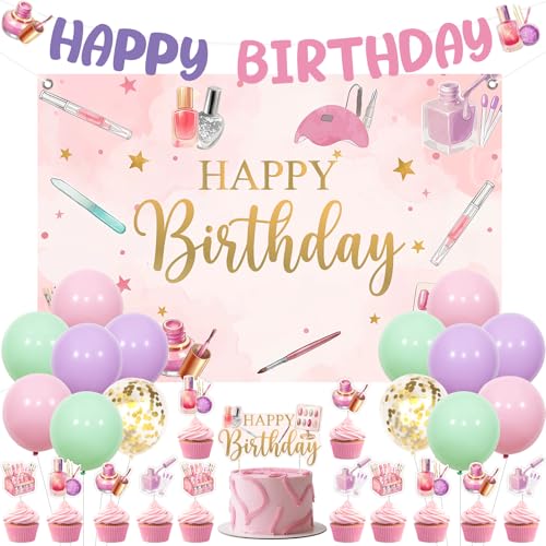 Décorations de fête pour manucure faciles à installer avec kit complet de ballons et toile
