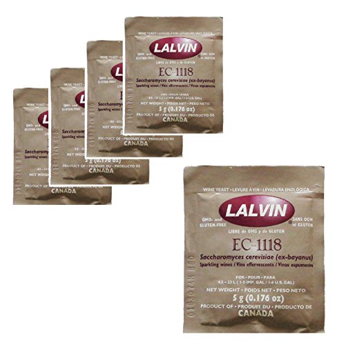5x Lalvin EC-1118 Champagne Yeast 5g Sachet 18% Homebrew Wine Making 4.5L-23L