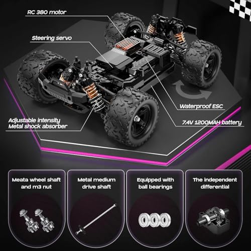 Image of Samtop 1:18 High-Speed Remote Control RC Car, 40+ KM /H 4WD Off-Road RC Truck, Includes Rechargeable 1200mAh Batteries, Aged 8-12. This Makes it an Excellent Gifts Option for Birthdays