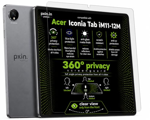 Image of Pxin 360 Pro Privacy Screen guard compatible with Acer Iconia Tab iM11-12M | Anti Glare | Anti UV | Anti Blue | Anti Reflection | Privacy Filter | Unbreakable Build