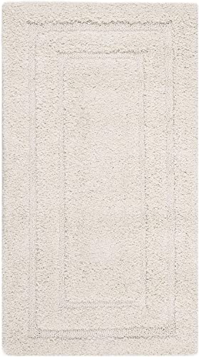Image of Rectangular Box Shaggy Carpet for Living Room, Bedroom, High Low Design Finish Microfiber 1.8 Inch Pile High, 5x7 Feet Cream|Cream Color