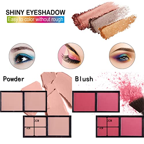 JasCherry All-in-One Make-up Box Set Multi-purpose Cosmetic Storage Beauty Case Professional Contain Eyeshadow Blusher Compact Powder Eyebrow Eyeliner and Sponge Brush #4 - Image 7