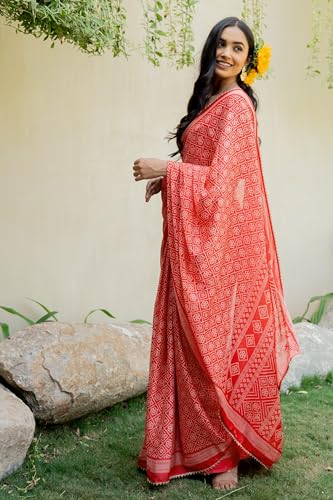 Image of MIRCHI FASHION Women Saree Leheriya Print Chiffon | Lightweight Traditional Sari for Farewell and Wedding Ceremonies with Unstitched Blouse Piece