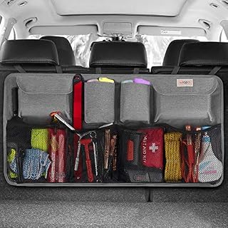 SURDOCA Car Boot Organiser 3rd Gen [7 times Upgrade] Super Capacity Car Organiser, Equipped With [Robust Elastic Net & 4 Magic Stick] Car Boot Tidy Storage Bag, Space Saving Exper,Cation Grey