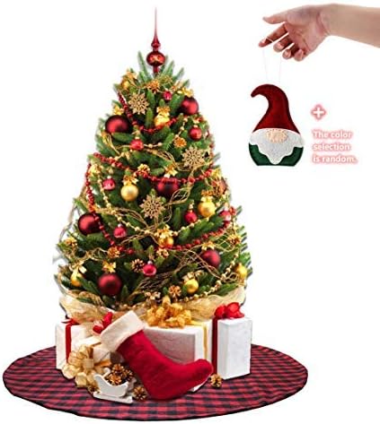 EDLDECCO 36 Inches Christmas Tree Skirt Red and Black Plaid Buffalo Check Double Layers Handicraft Xmas Decoration Holiday Ornaments