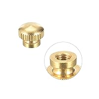 Vista 4 de uxcell Tuercas moleteadas de latón, M4x0.0.276 in redondo escalonado perillas sujetadores para impresora 3D, equipo electrónico, 8 piezas