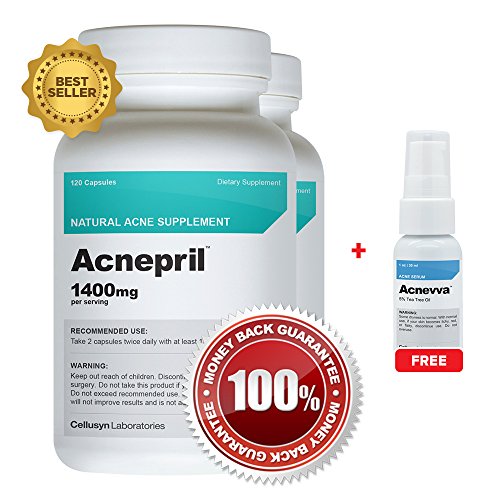 Acnepril 2 Pack and 1 Acnevva - Best Acne Pills and Spot Treatment Serum - Best New Acne Supplement