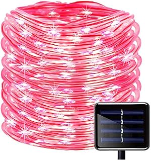 Solar Waterproof Rope Lights, KEEDA 100 LED 8 Modes Fairy Tube Lights, Decorative Outdoor String Lights for Gazebo Patio Lawn Tree Fence Garden (Green)
