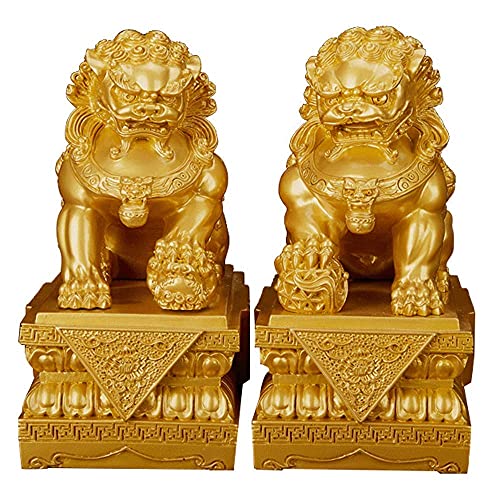 Statues de Chiens Fu Foo résine pour briser la monotonie du jardin et du bureau - 2