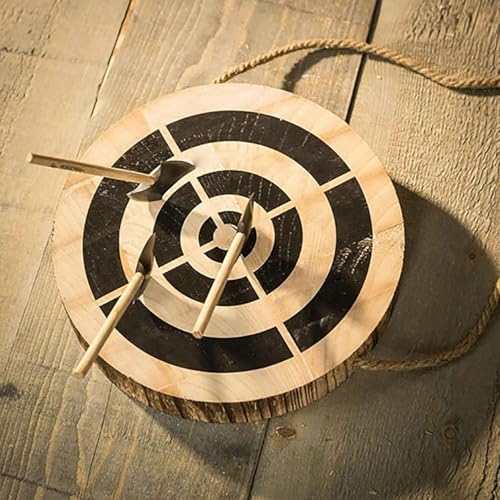 QYDZSHOP Jeu De Fléchettes, Jeu De Lancer De Hache, Cibles en Bois pour Tomahawk, Entraînement À La Coordination Œil-Main, pour S'amuser À L'intérieur Et Décorer Les Murs