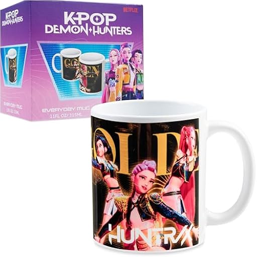 KPop Demon Hunters Oficial Huntrix Tazas Originales 315ml, Taza Ceramica de Café o Té (Blanco Honmoon) | Ya disponible en tu tienda friki favorita! En mundofriki.es!