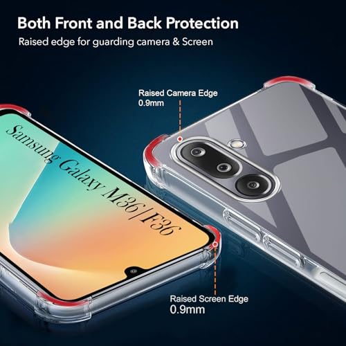 Image of Jkobi Shockproof Crystal-Clear Back Cover for Samsung Galaxy M36 | Samsung Galaxy F36 (Anti Yellow Case | Drop & Camera Protection | Hard Polycarbonate)
