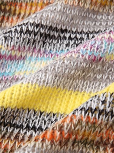 Godoboo Damen Strickjacke Regenbogen Cardigan Pullover Winter Strickpullover Elegant Offen Langarm Outwear Strickmantel Warm Strickpullover Herbst Winter Strickcardigan