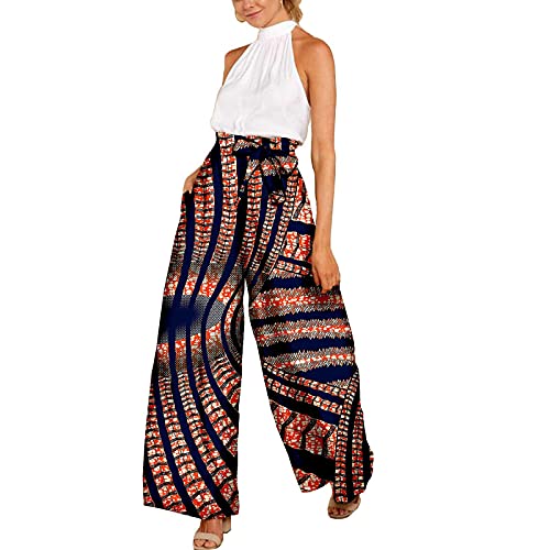 Ankara Print Pants with Bowtie African Clothes for Women Wide