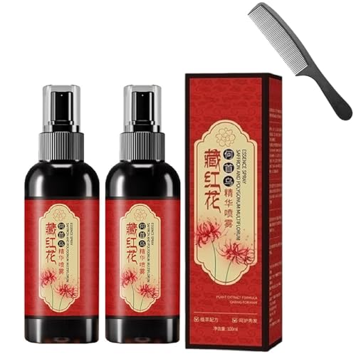 Spray para oscurecer el cabello con azafrán, spray con esencia de azafrán, spray natural para convertir el cabello gris en negro, para cabello seco y encrespado (2pcs)