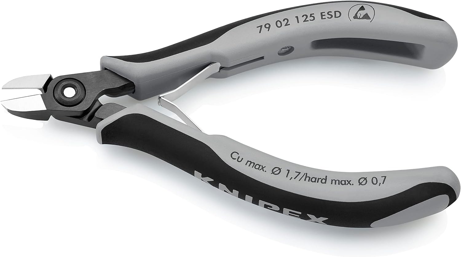 KNIPEX Tronchese laterale di precisione per elettronica ESD in confezione Self-service con impugnature multicomponente 125 mm, 79 02 125 ESDSB