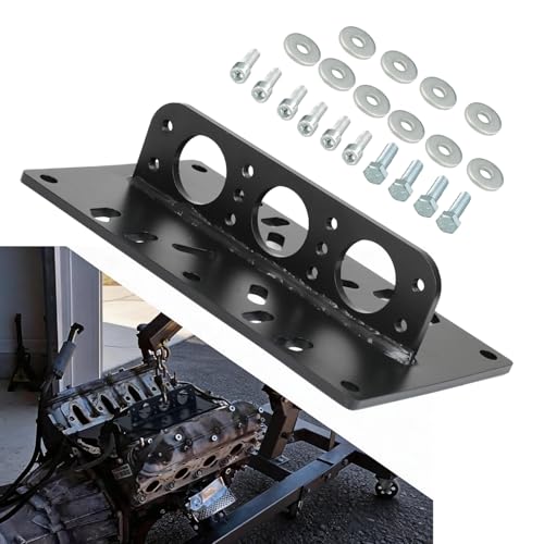 GZQIUYI Heavy Duty LS Engine Lift Plate - Universal Engine Hoist Plate for LS/SBC/BBC/Ford Engines, 3 Lift Points Angle Adjustment, 6mm Alloy Steel with Complete Hardware Kit
