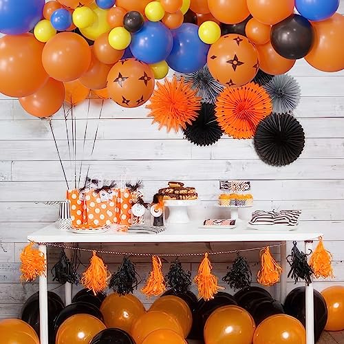 Hyowchi Cartoon Ninja Theme Birthday Party Supplies - 123 Pcs Ninja Balloon Garland Arch Kit, Yellow Orange Blue Latex Balloon Arch For Cartoon Ninja Birthday Baby Shower Party Decorations #TOP2