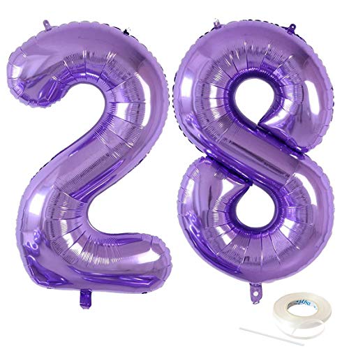 40inch Jumbo Purple Number 28 or 82 Balloon Party Festival Decorations Birthday Anniversary Jumbo foil Helium Balloons Party Supplies use Them as Props for Photos (Purple 28)