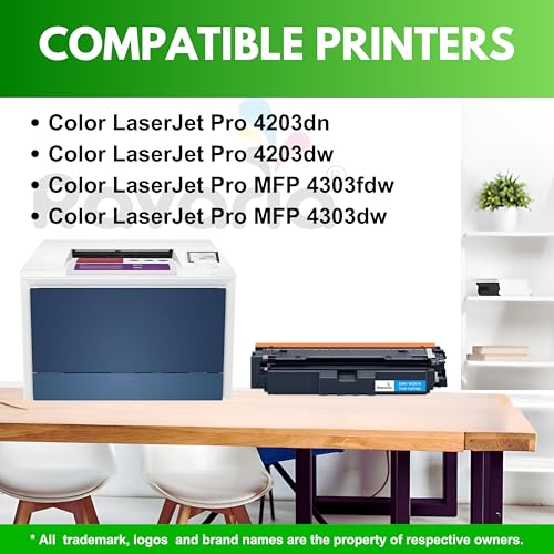 Image of 230A Compatible Toner Cartridges (with New Chip) for HP W2301A Replacement for HP Color Pro 4203dn 4203dw 4303dw 4303fdw Printer (230A Toner Cyan (W2301A)