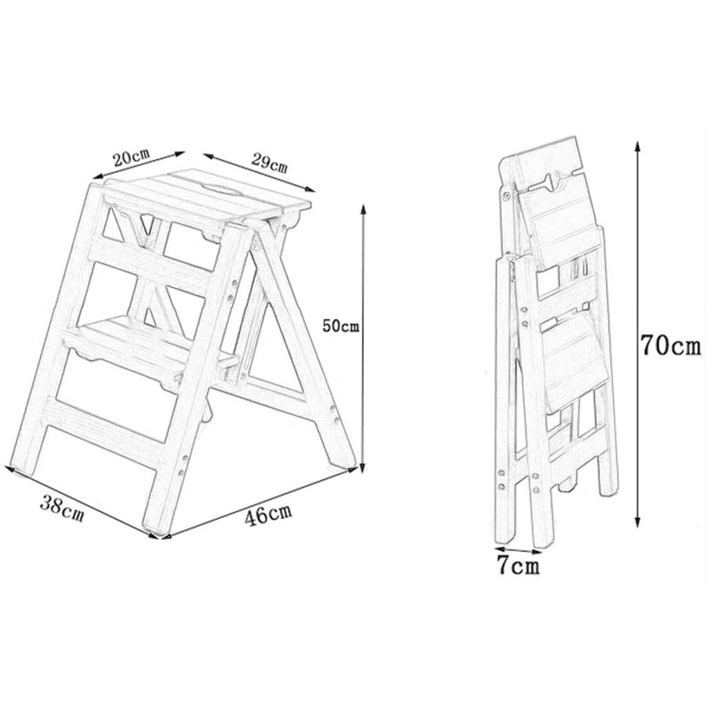Escalera plegable de madera con doble uso como estante y taburete