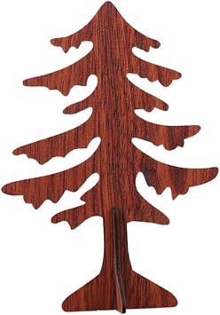 Outanaya Prelit Mini Christmas Tree Tabletop Decor DIY Wood Craft Cross Design Elegant Desktop Xmas Tree