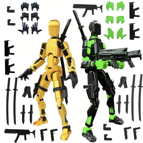 Image of ONNGEO 2 PC Action Figures Titan 13, 3D Printed Multi-Joint Movable Robot, T13 Mechanical Doll with Articulated Joints (YB BG)