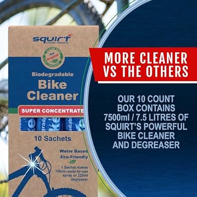 Squirt Chain Lube for Bikes 2 Pack (120ml) & Bike Cleaner 30ml Super Concentrate Sachets (Pack of 10) Bundle