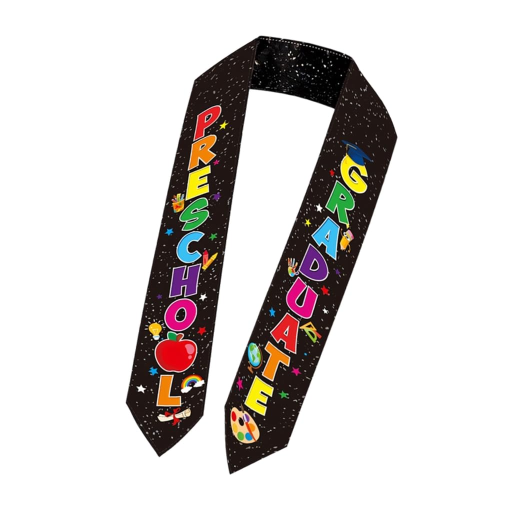 Elnwnnkc Preschool Graduation Sash with Colorful Patterns for Ceremony Decoration Soft Fabric Stole Graduation