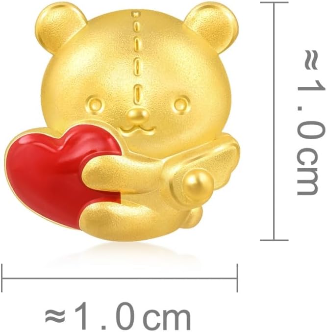 CHOW SANG SANG 999 24K Gold Charme Sweet Heart Bear Charm Bracelet for Women 17CM 94690C