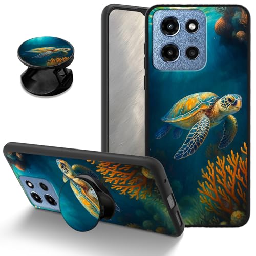 Coque Motorola Moto G 5G 2025 tortue de mer en TPU souple antichoc avec support