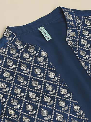 Image of madhuram Women's Long Gown for Solid Silk with Heavy Embroidery and Hand Work Belt and Jacket with Round Neck Gown(M-2424)