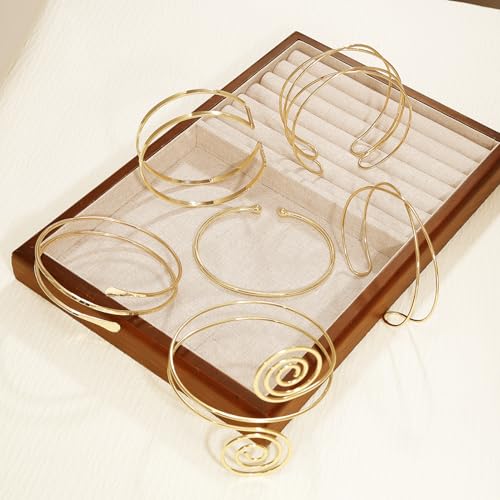 BROCC 6pcs Gold Arm Cuff Bracelet Set for Women Adjustable Coil Swirl Upper Cuff Bracelet Jewelry4