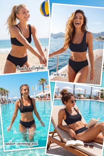 Image of Beautikini Period Swimwear Two Piece Menstrual Leakproof Sporty Bikini Sets Bathing Suit Period Swimsuit for Teen Girls