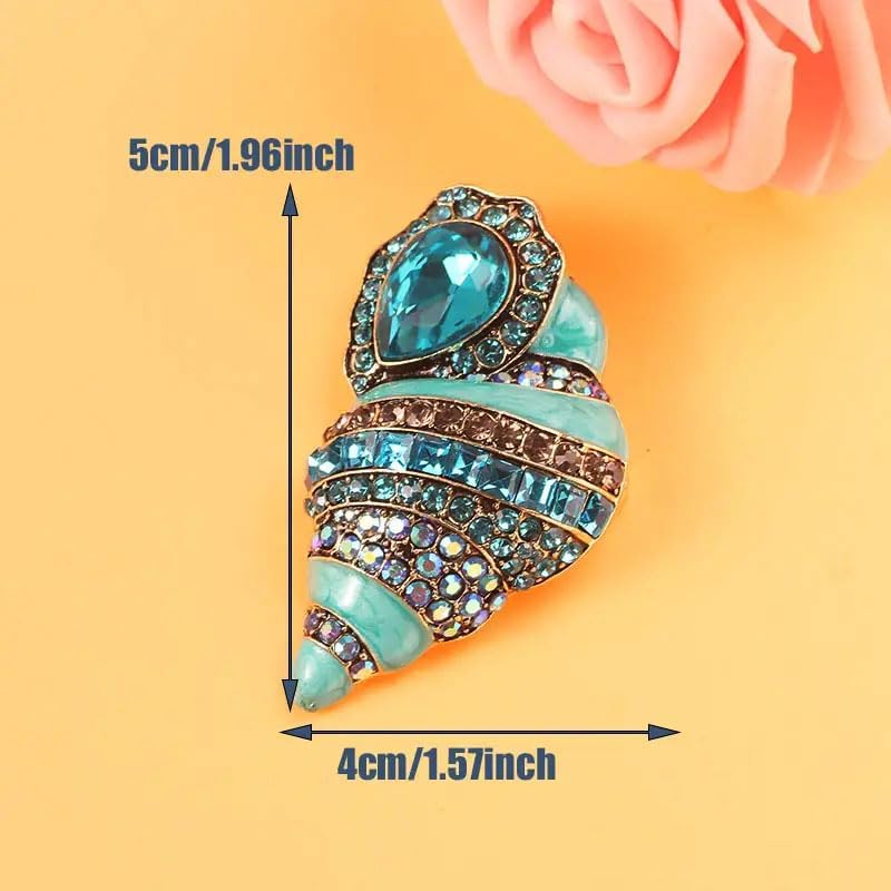 2PCS Luxury Blue Gemstone - Studded Conch Brooch and Lovely Blue Rhinestone - Set Alloy Brooch, Ideal for Bag and Clothing Decoration image 4