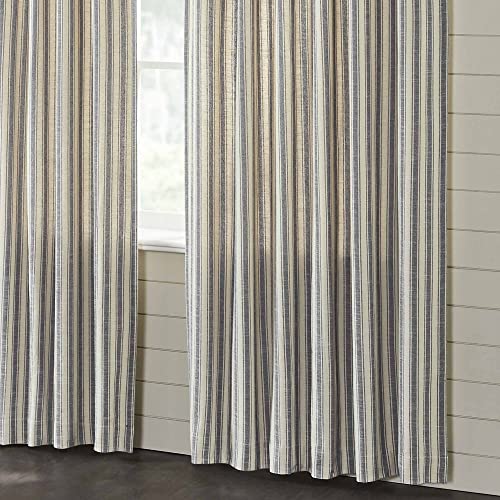 Piper Classics Market Place Gray Ticking Stripe Panel Curtains, Set Of 2, 84" L X 40", Farmhouse & Country Style Gray & Cream Window Drapes #TOP4