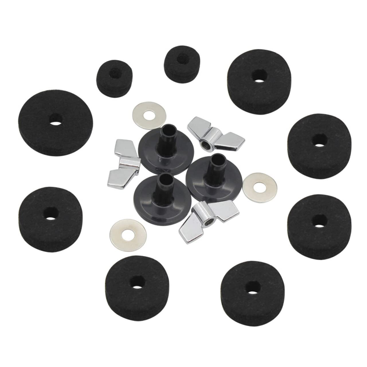 TOYANDONA 54piezas Accesorios De Batería De Percusión Almohadillas De Platillo Arandelas Tubos y Base Para Soportes De Platillos