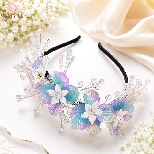 Image of Samyak Pearl & Crystal Hair Band Accessories For Women & Girls, Stylish Tiara Headband For Wedding Party Juda Bun Fashion For Bridal Hair Decoration Accessory