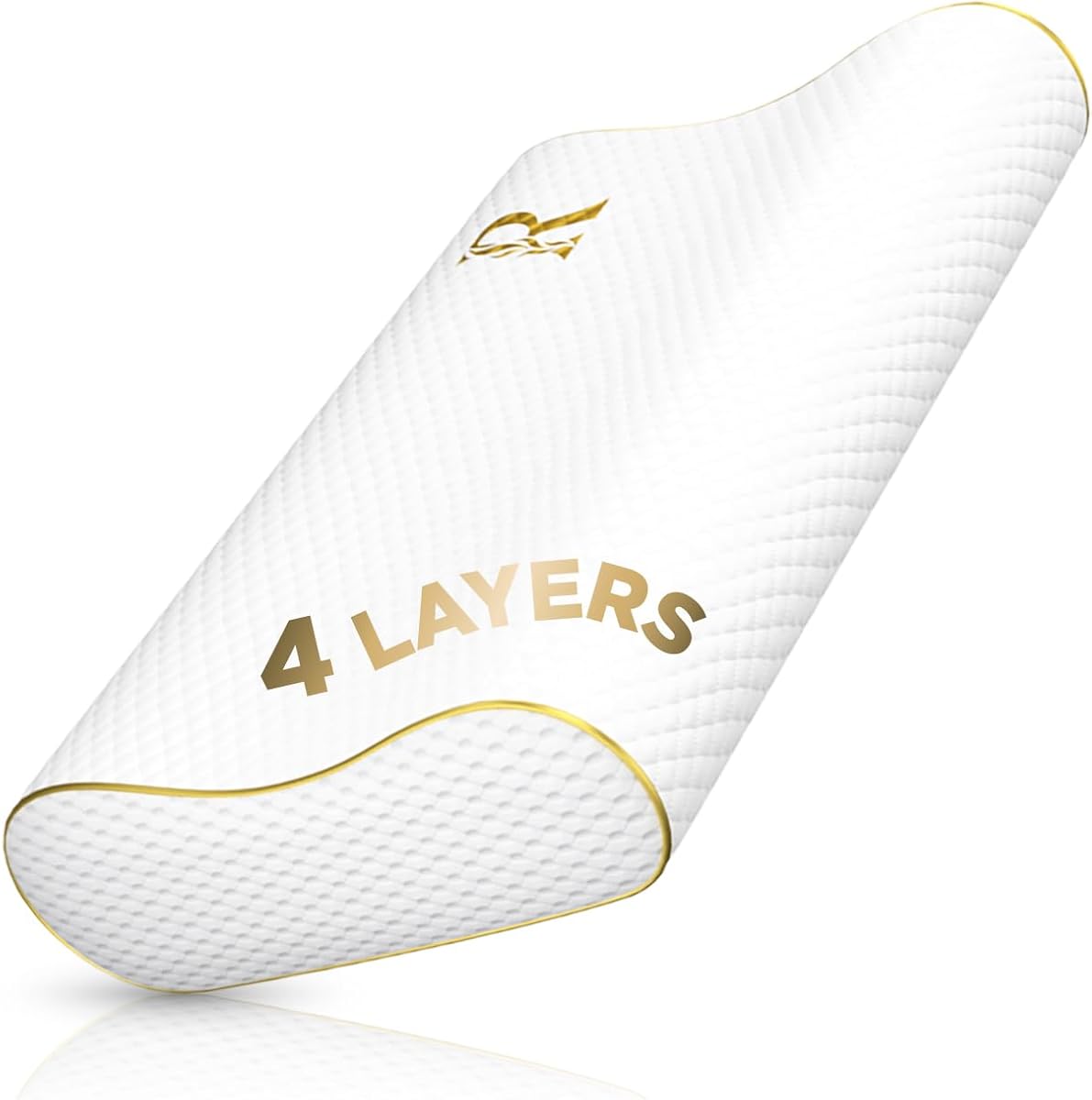 Memory Foam Pillow, Cervical Pillow, 4-Layer Queen, Contour Pillow, Side Sleeper, Neck Support, Pillow for Neck Pain, CertiPUR-US