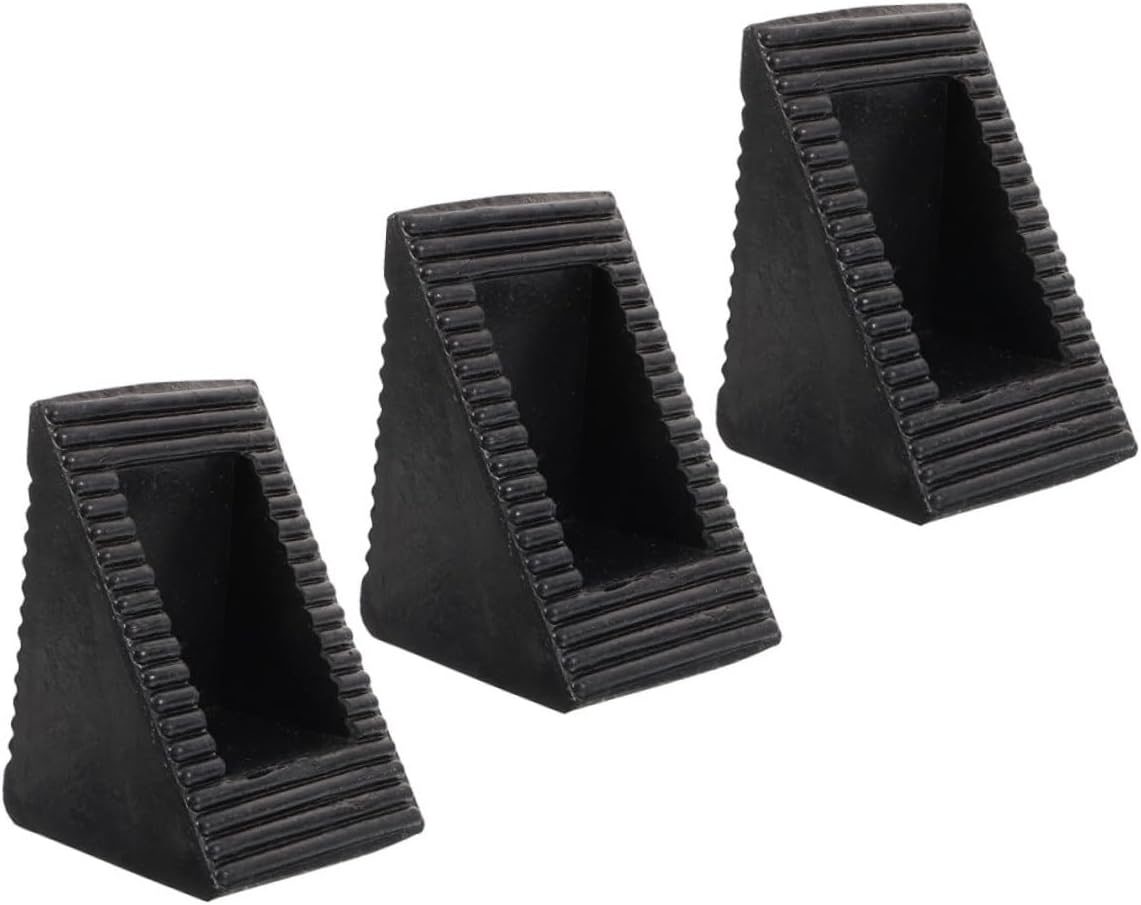 3pcs Heavy Duty Rubber Anti-Slip Wheel Chocks for Vehicle Parking Portable Triangle Wheel Block for Cars Trucks Trailers and Campers