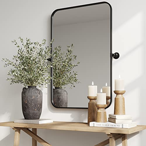 Barnyard Designs 24X36 Rectangle Adjustable Mirror, Metal Framed Mirror For Wall, Wall-Mounted Bathroom Mirrors, Vanity Mirror, Wall Mirrors Bedroom, Black #TOP1