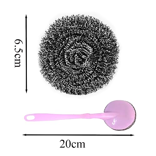 Vasemele 10 Stück Drahtschwamm mit 1 Griffen Drahtwaschl Stahlschwamm Topfschwamm Stahlschwämme Stahlwolle Spüler Reinigungsschwamm Topfreiniger Putzschwamm （Griff in Einer Zufälligen Farbe）