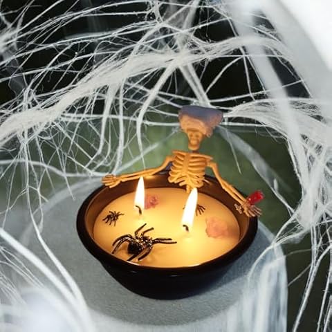 Spooky Skeleton Bath Candle with Crystals Cover