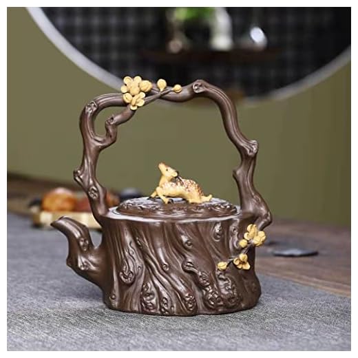 SILINE Zisha Tekanna, Senior Master Handgjord Äkta Yixing Clay Tekanna 16 oz med samlingscertifikat och presentförpackning (plommon hög och fawn)